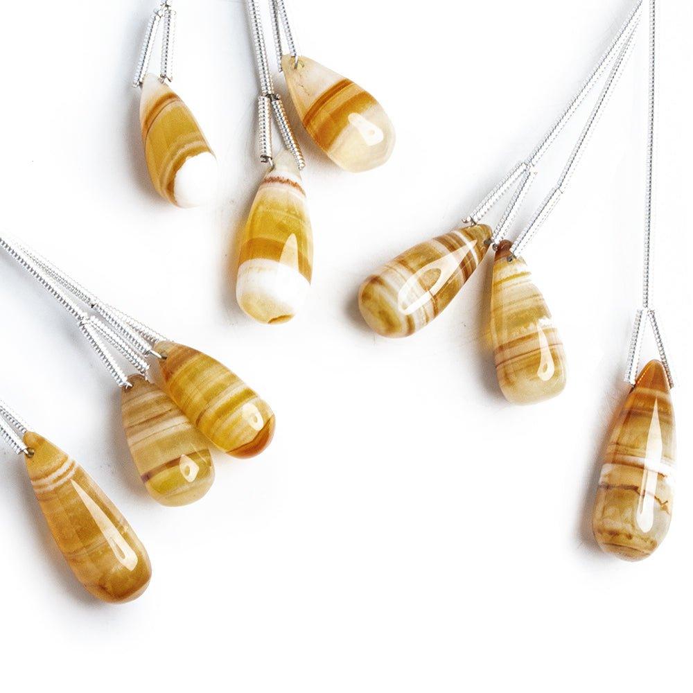 Bi Color Chalcedony Plain Teardrop Beads 3 Pieces - The Bead Traders