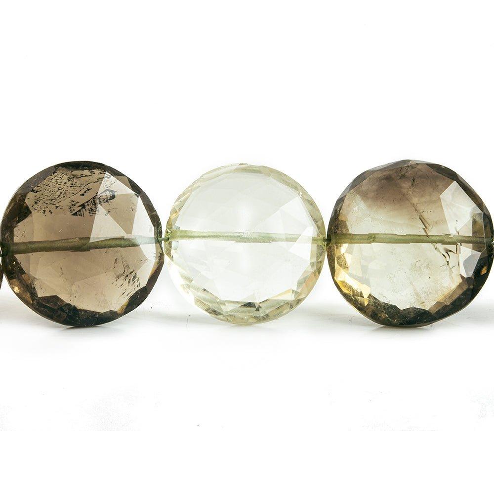 Bi-Color Quartz Faceted Coin Beads 8 inch 15 pieces - The Bead Traders