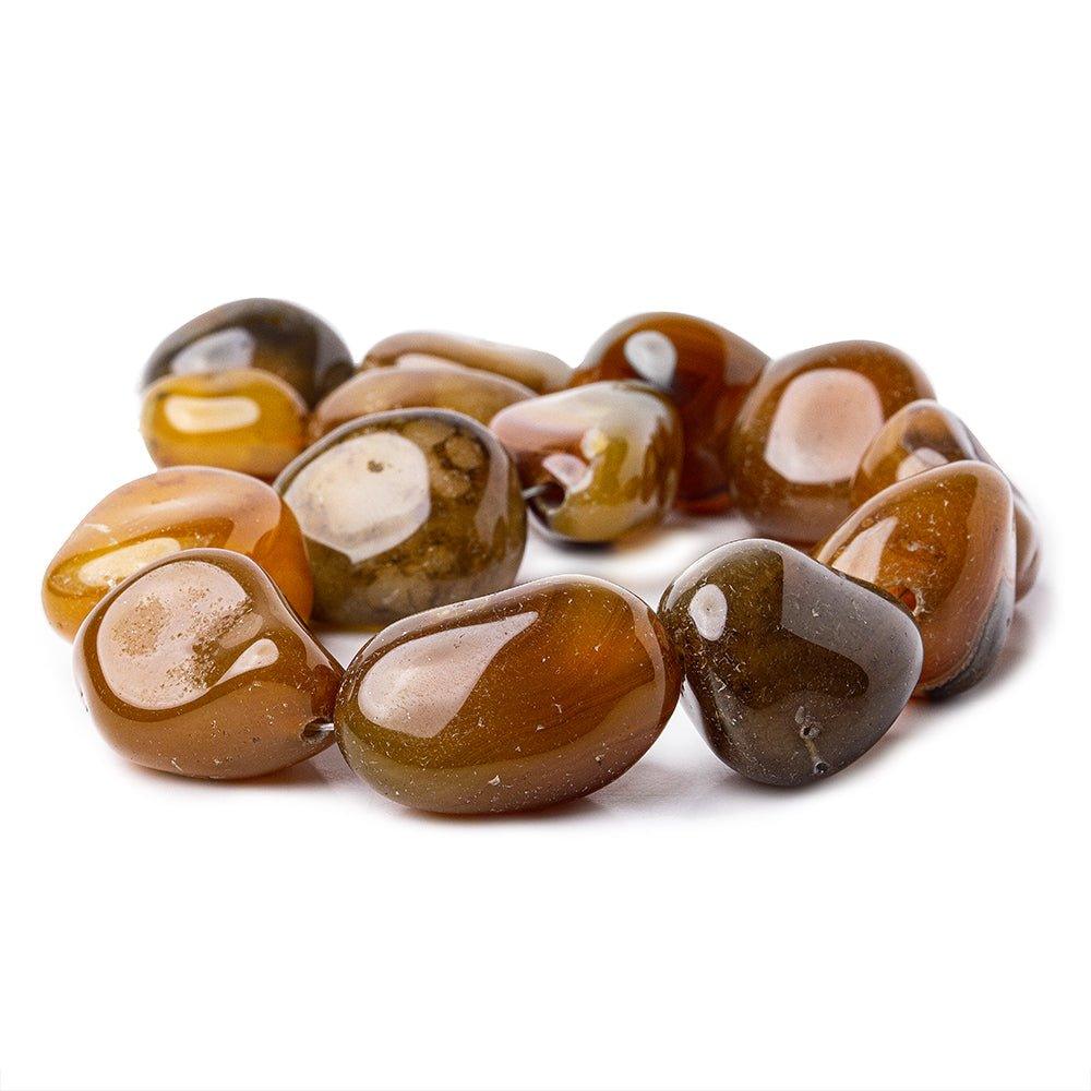 BiColor Amber Agate 2.5mm Large Hole Plain Nugget Beads 15 inch 14 pieces - The Bead Traders