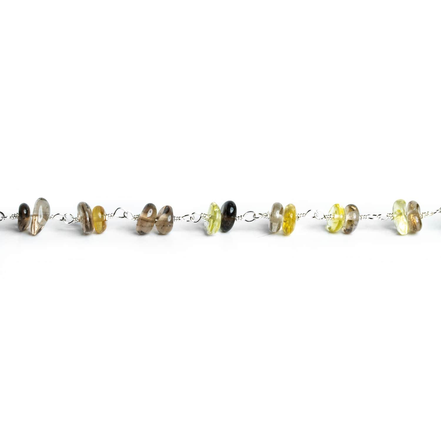 Bicolor Quartz Double Nugget Silver Chain 60 pieces - The Bead Traders