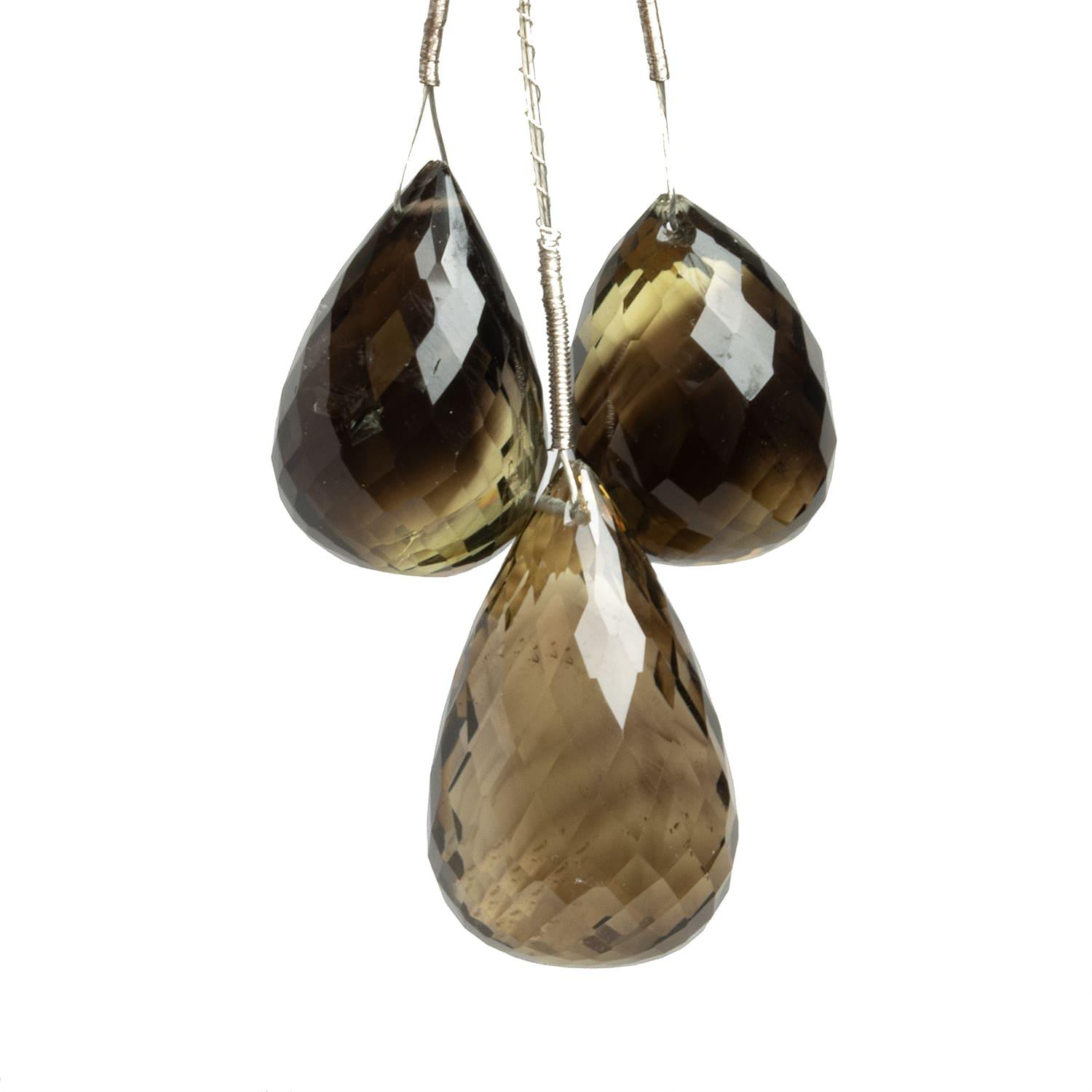 Bicolor Quartz Faceted Teardrop Focal Beads Set of 3 - The Bead Traders