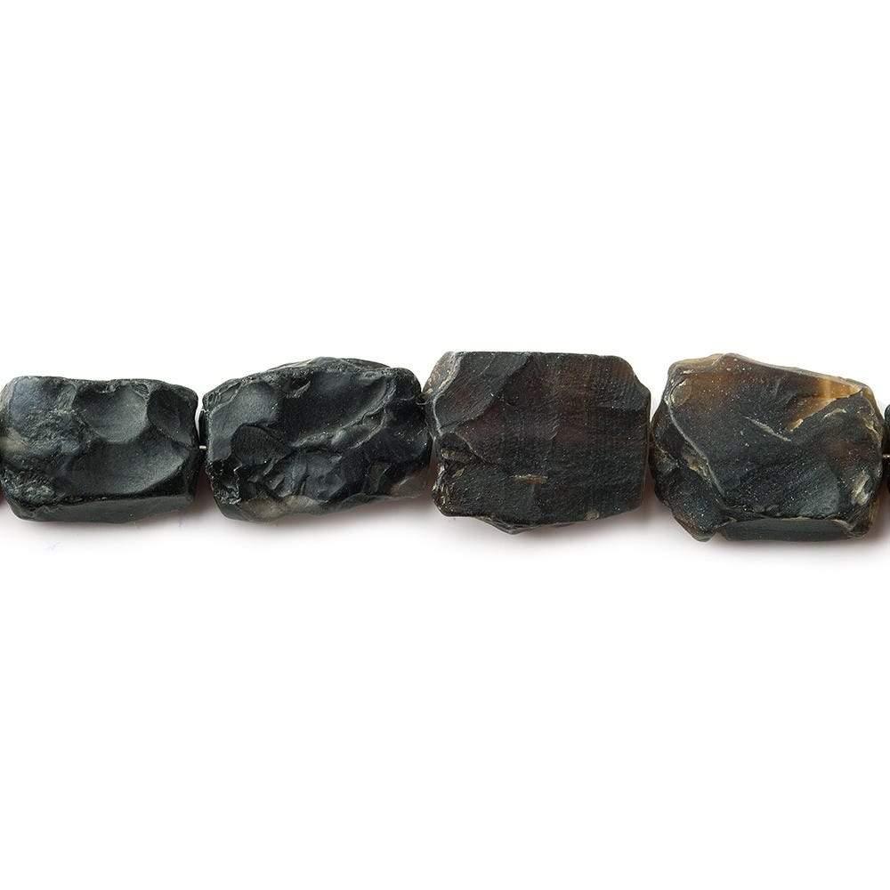 Black Agate Tumbled Hammer Faceted Rectangle Beads 8 inch 13 pcs - The Bead Traders