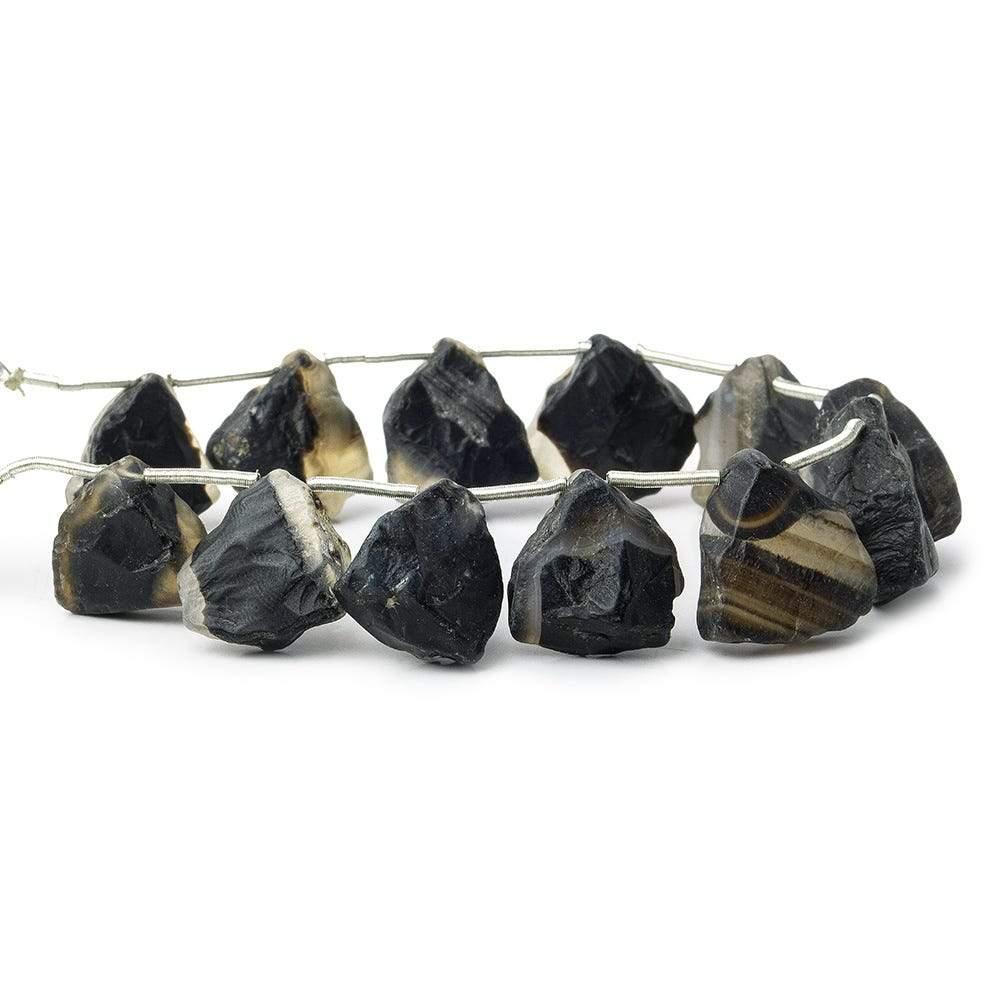 Black & Cream Agate Tumbled Chip Hammer Faceted Trillion Beads 8 inch 11 pieces - The Bead Traders