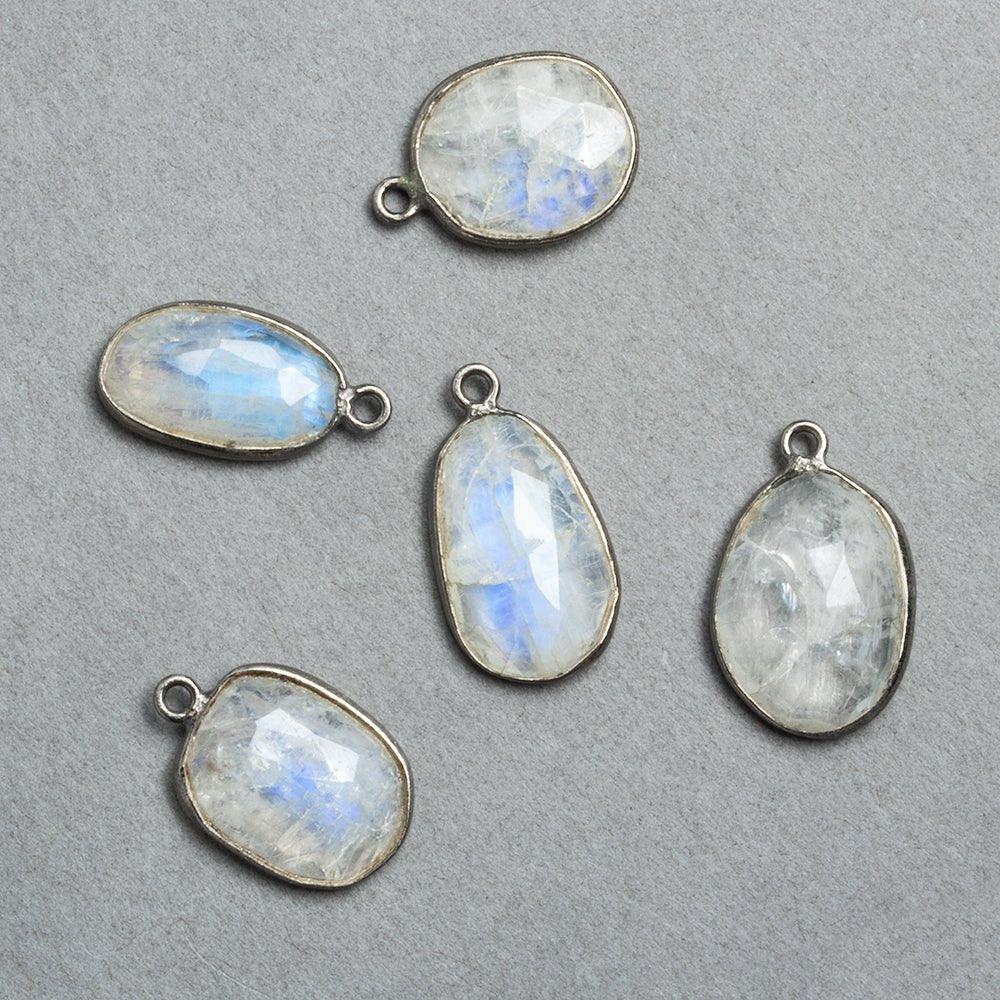 Black Gold Bezel Rainbow Moonstone Pendant 1 piece - The Bead Traders