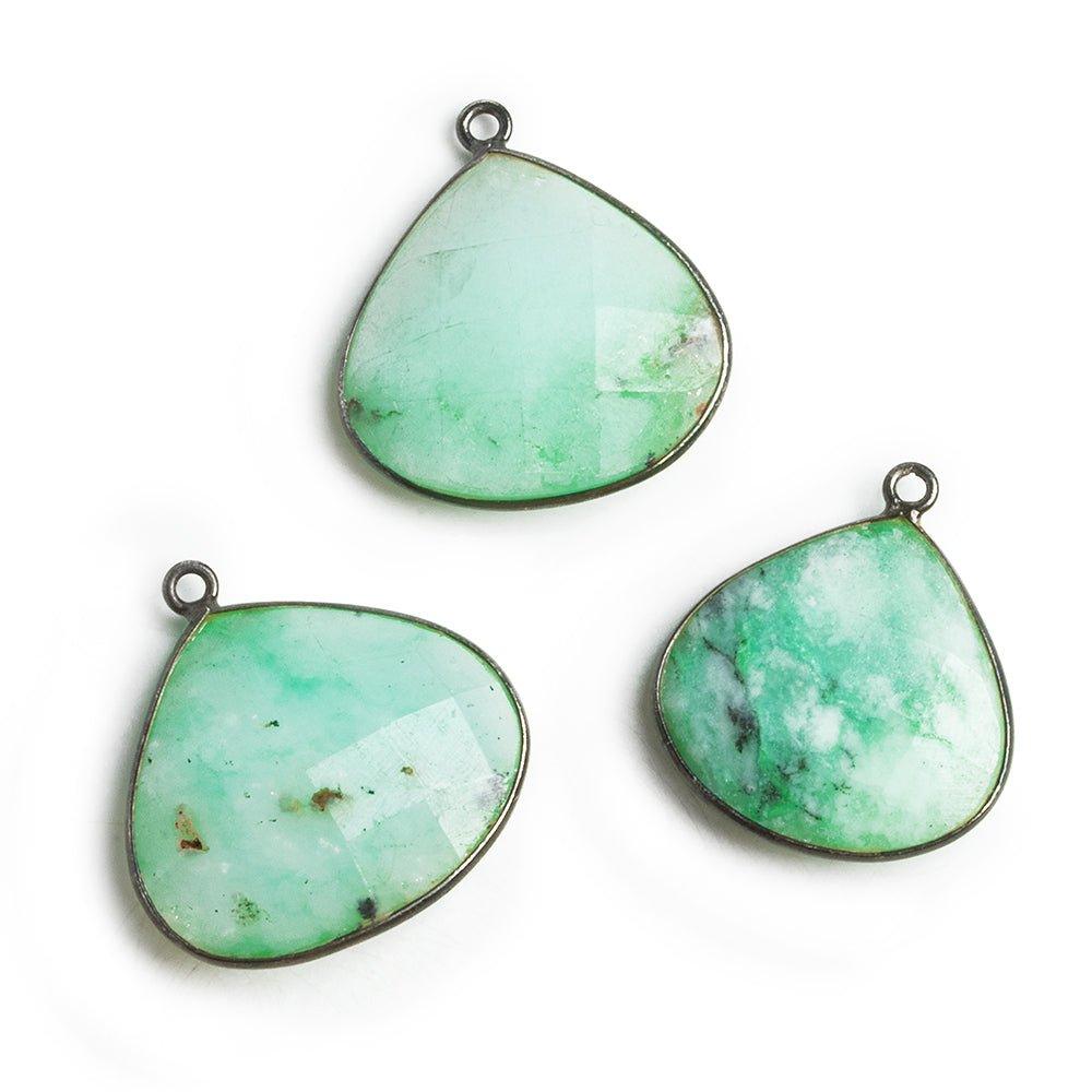 Black Gold Bezeled Chrysoprase Heart Pendant 1 Piece - The Bead Traders
