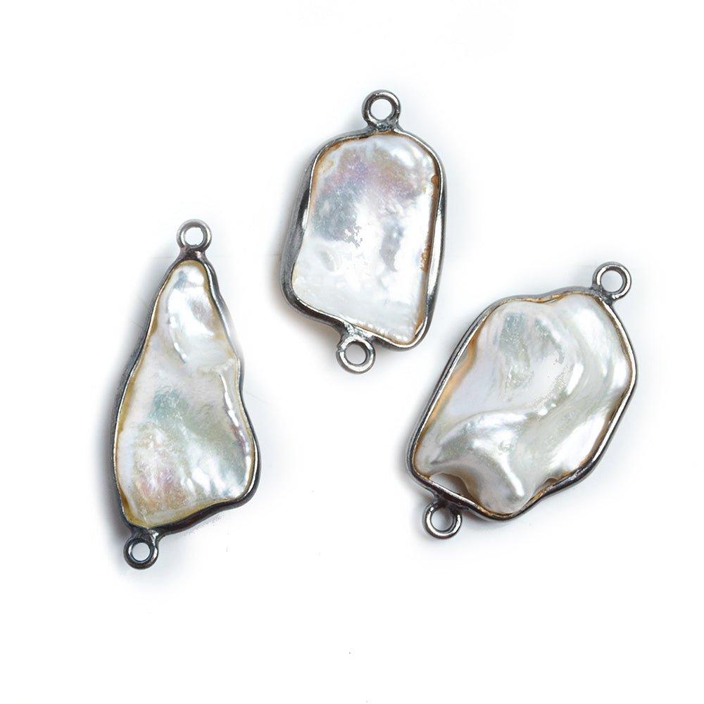Black Gold Bezeled Pearl Connector 1 Piece - The Bead Traders
