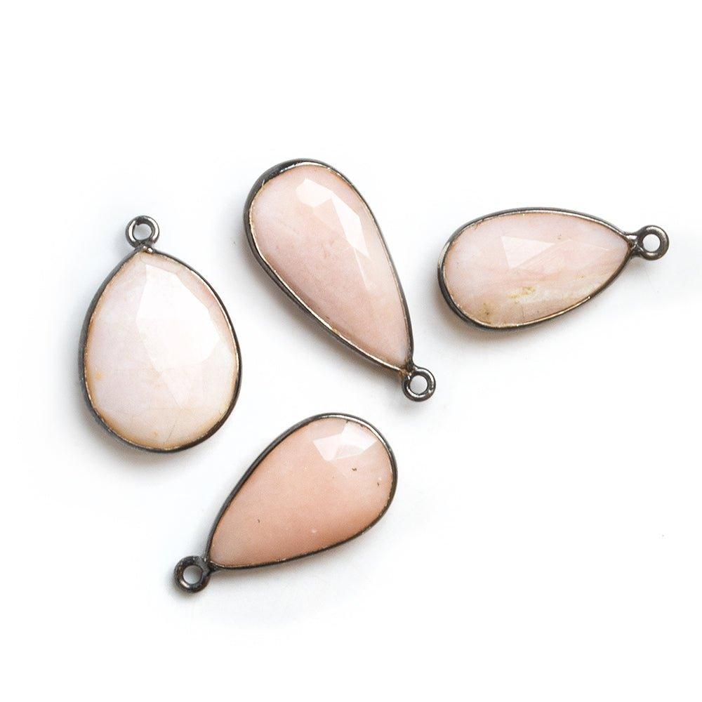 Black Gold Bezeled Pink Peruvian Opal Pendants - Lot of 4 - The Bead Traders