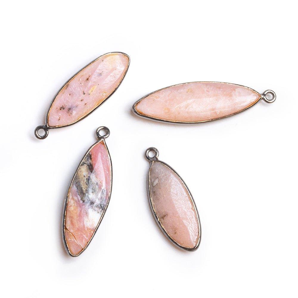 Black Gold Bezeled Pink Peruvian Opal Pendants - Lot of 4 - The Bead Traders