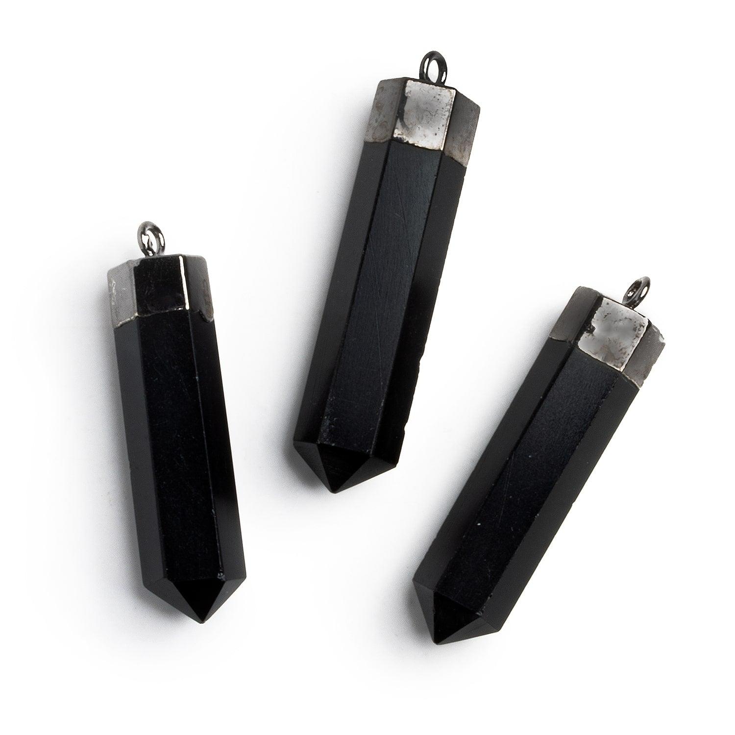Black Gold Leafed Black Onyx Large Point Pendant 1 Piece - The Bead Traders