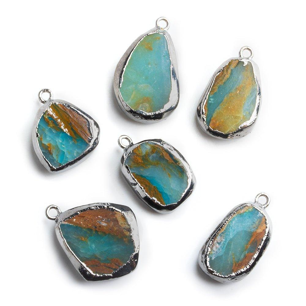 Black Gold Leafed Blue Peruvian Opal Freeshape Pendant - The Bead Traders