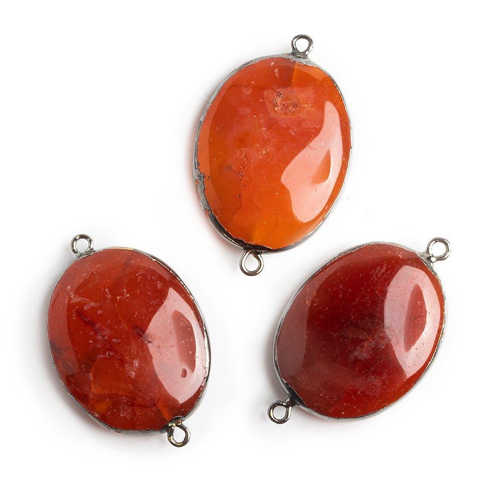 Black Gold Leafed Carnelian Oval Connector Bead 1 Piece - The Bead Traders