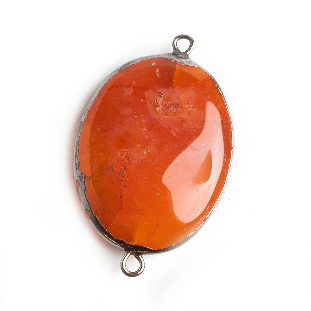 Black Gold Leafed Carnelian Oval Connector Bead 1 Piece - The Bead Traders