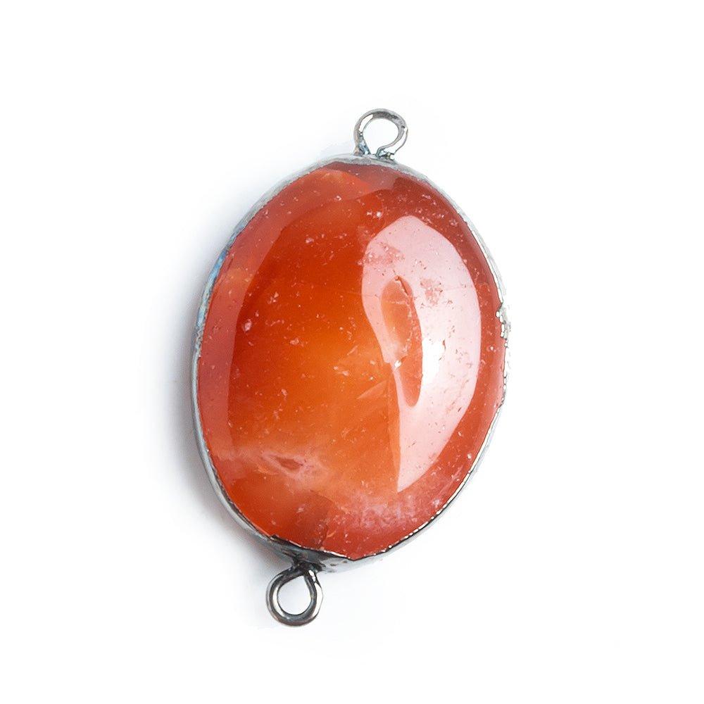 Black Gold Leafed Carnelian Oval Connector Bead 1 Piece - The Bead Traders
