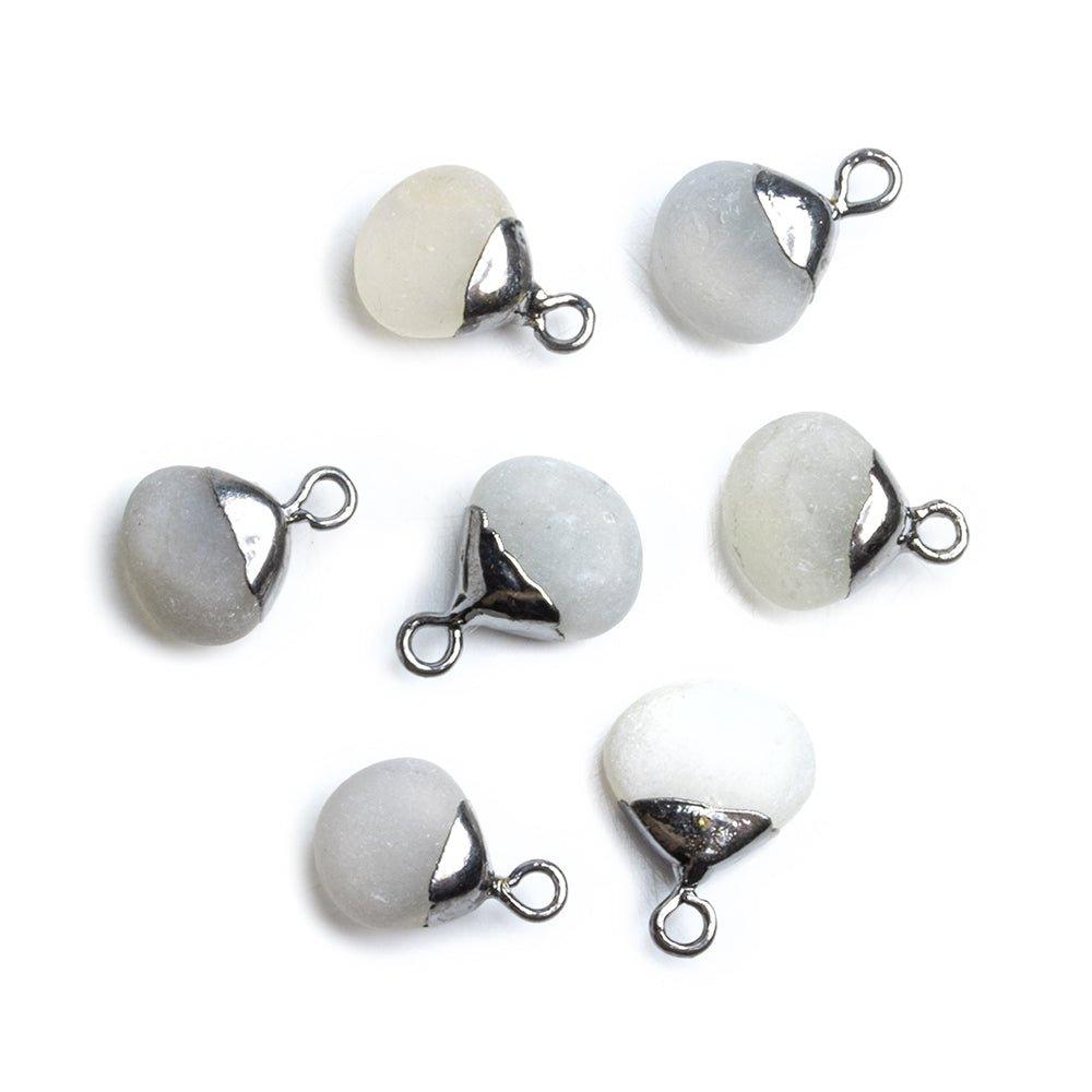 Black Gold Leafed Matte Gray Moonstone Heart Pendant 1 Piece - The Bead Traders