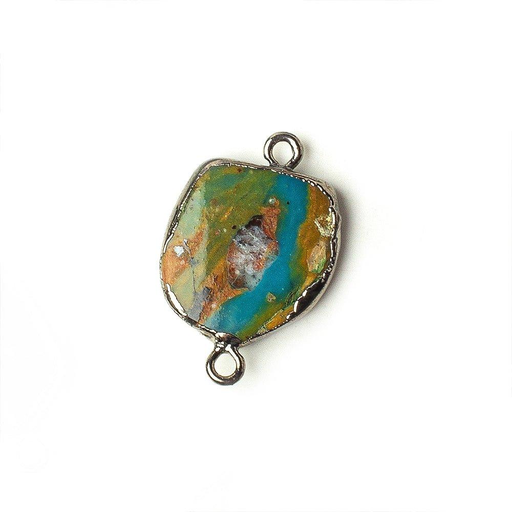 Black Gold Leafed Peruvian Opal Slice Connector 1 focal bead 14x9mm average - The Bead Traders