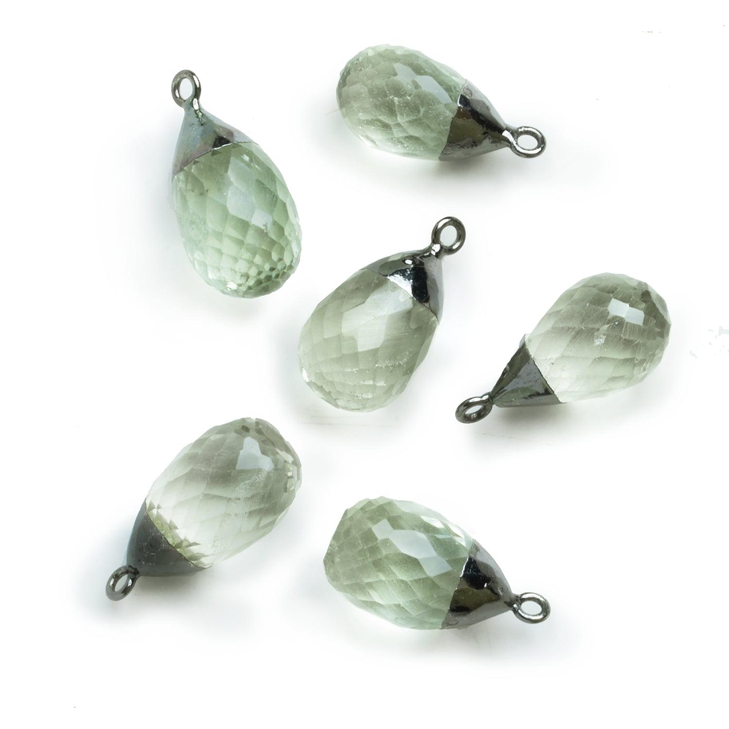 Black Gold Leafed Prasiolite Teardrop Pendant 1 Piece - The Bead Traders