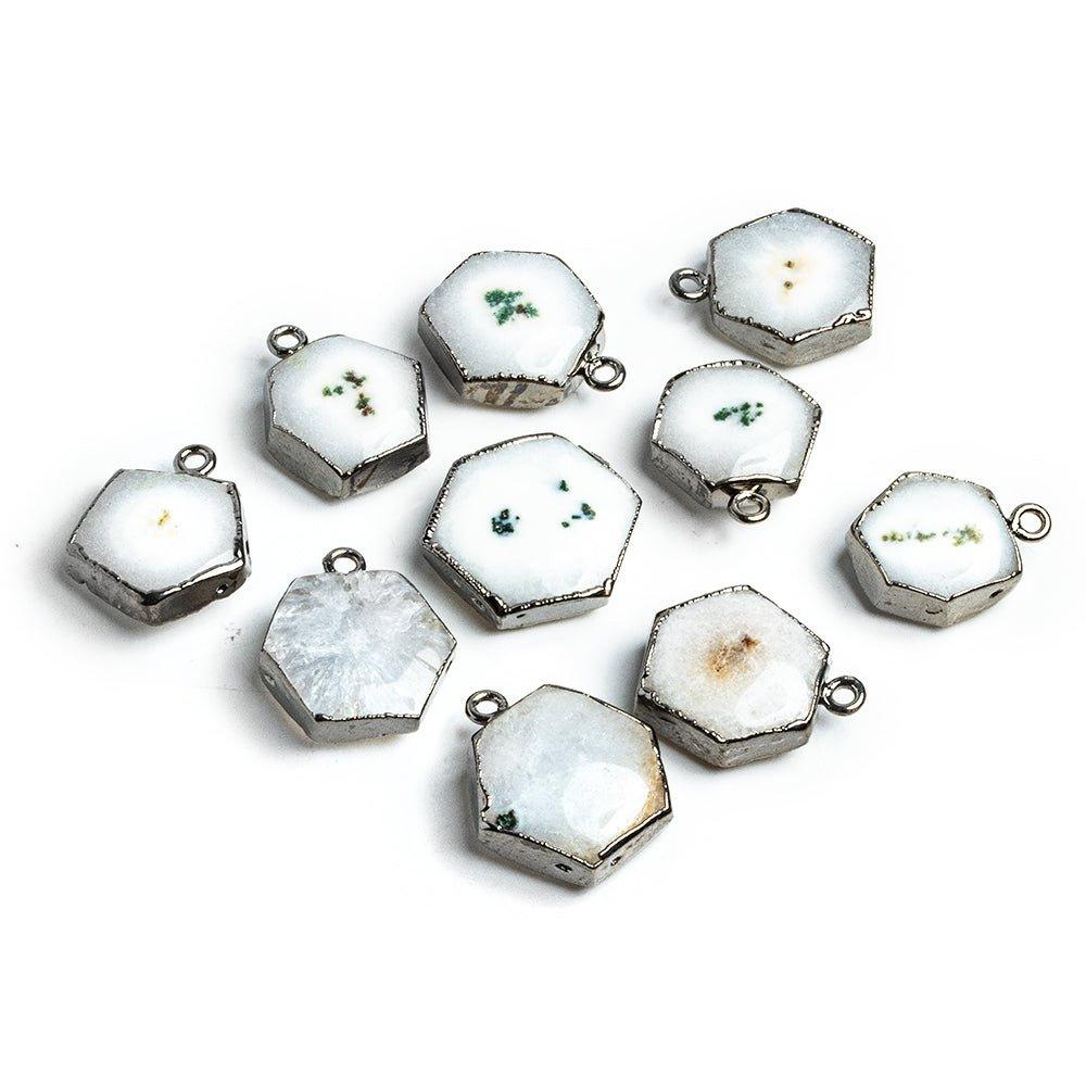 Black Gold Leafed Solar Quartz Hexagon Pendant 1 Piece - The Bead Traders