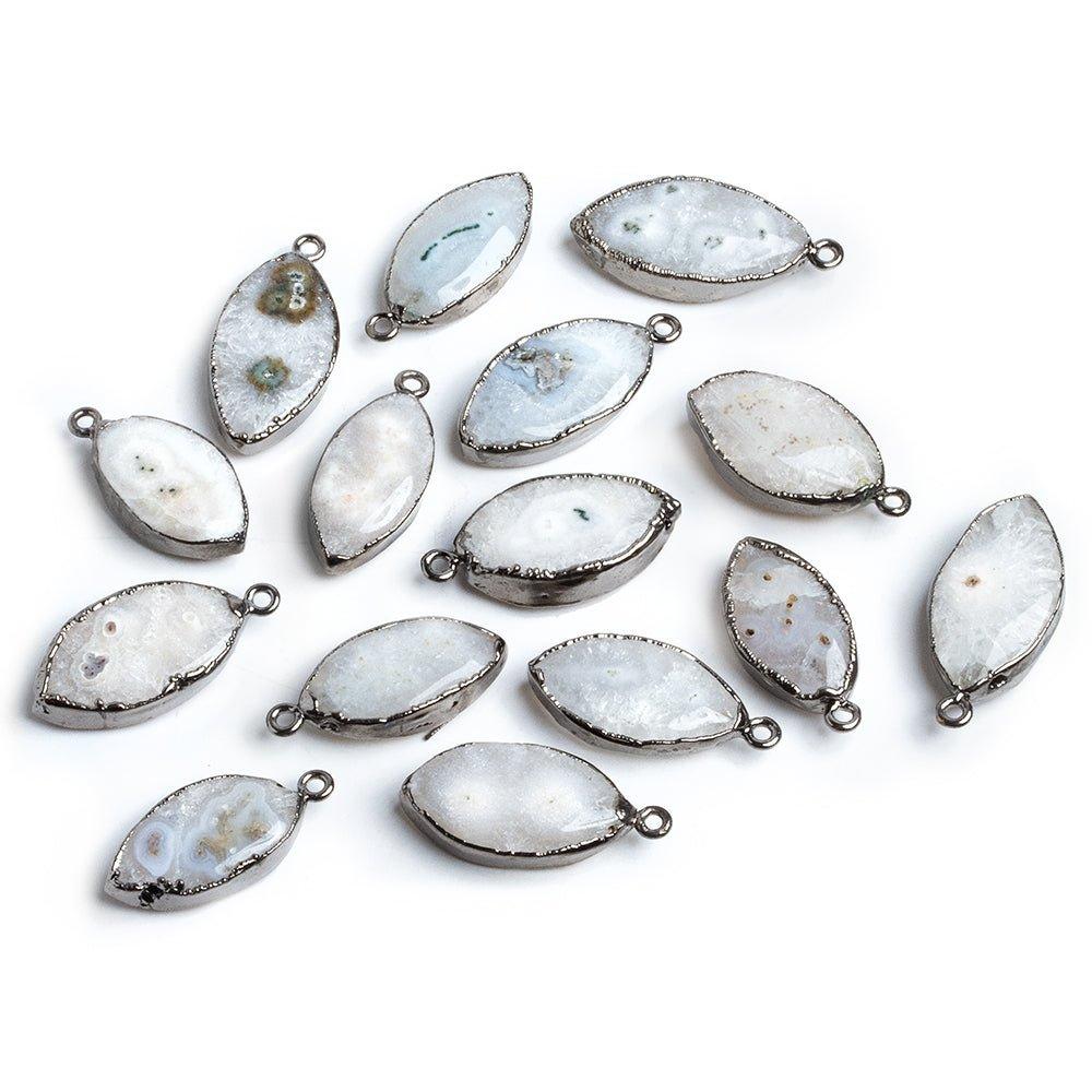Black Gold Leafed Solar Quartz Marquise Pendant 1 piece 30x18mm average size - The Bead Traders