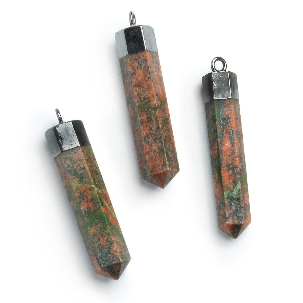 Black Gold Leafed Unakite Large Point Pendant 1 Piece - The Bead Traders