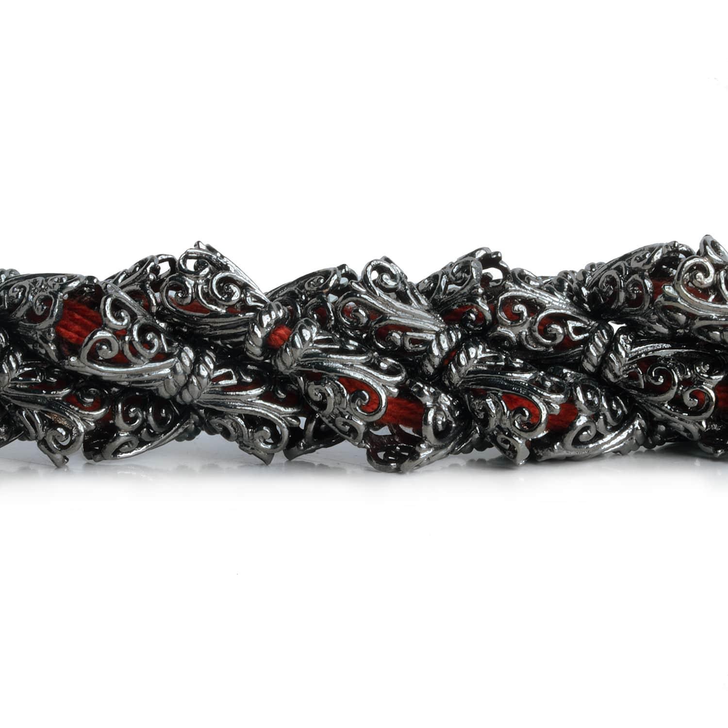 Black Gold plated Copper Ornate Bead Caps 7.5 inch 18 pieces - The Bead Traders