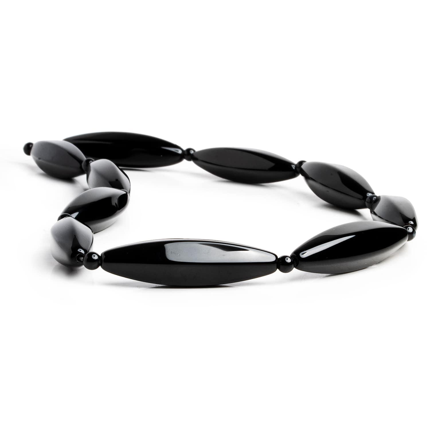 Black Onyx 4-Sides Marquise 16 inch 10 beads - The Bead Traders