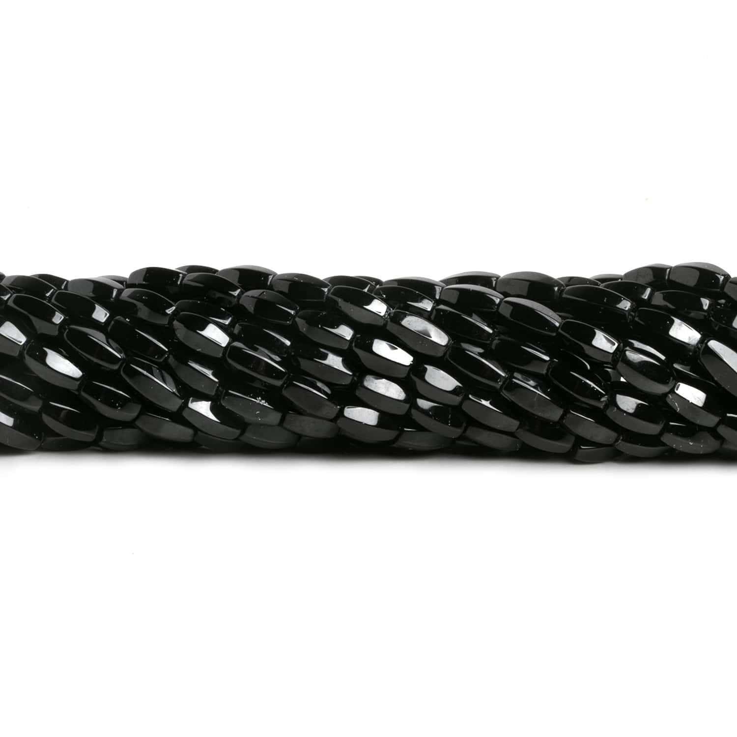 Black Onyx Plain Twists 16 inch 51 beads - The Bead Traders