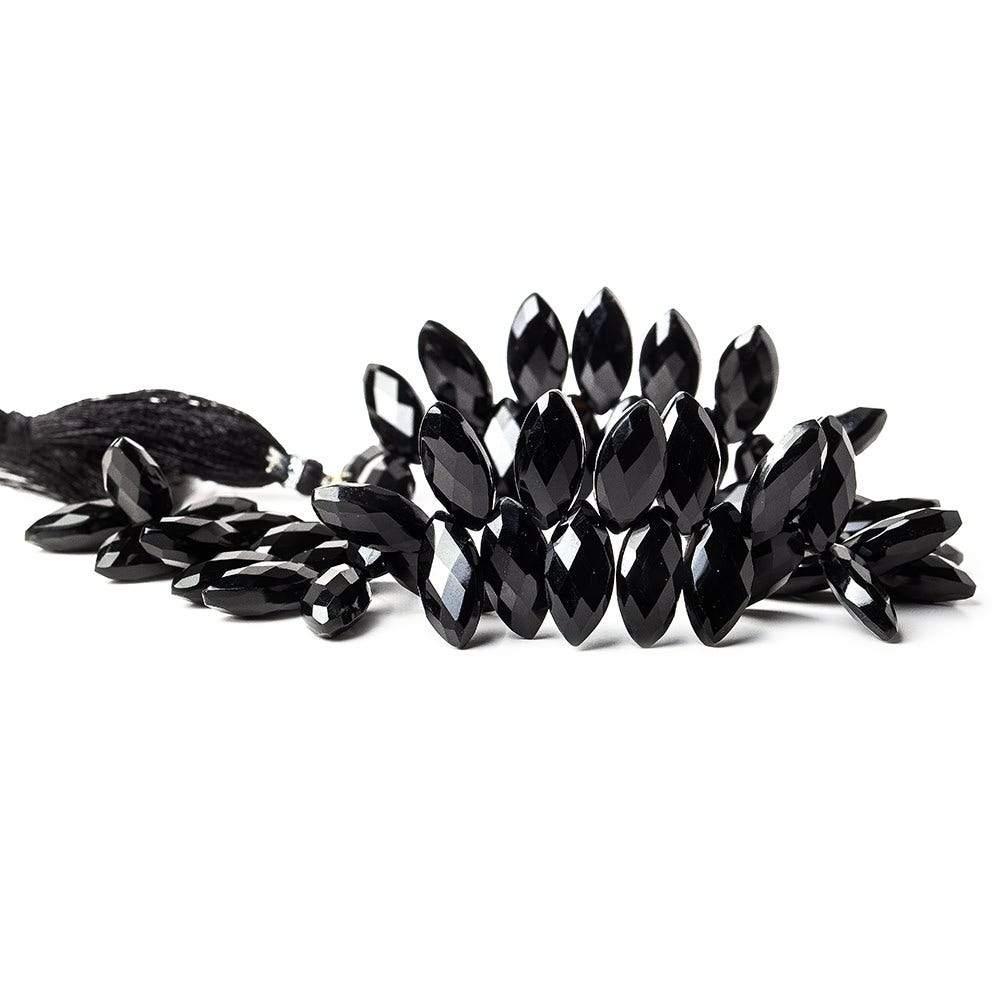 Black Onyx top drilled faceted marquise beads 8.5 inch 42 pcs AAA - The Bead Traders
