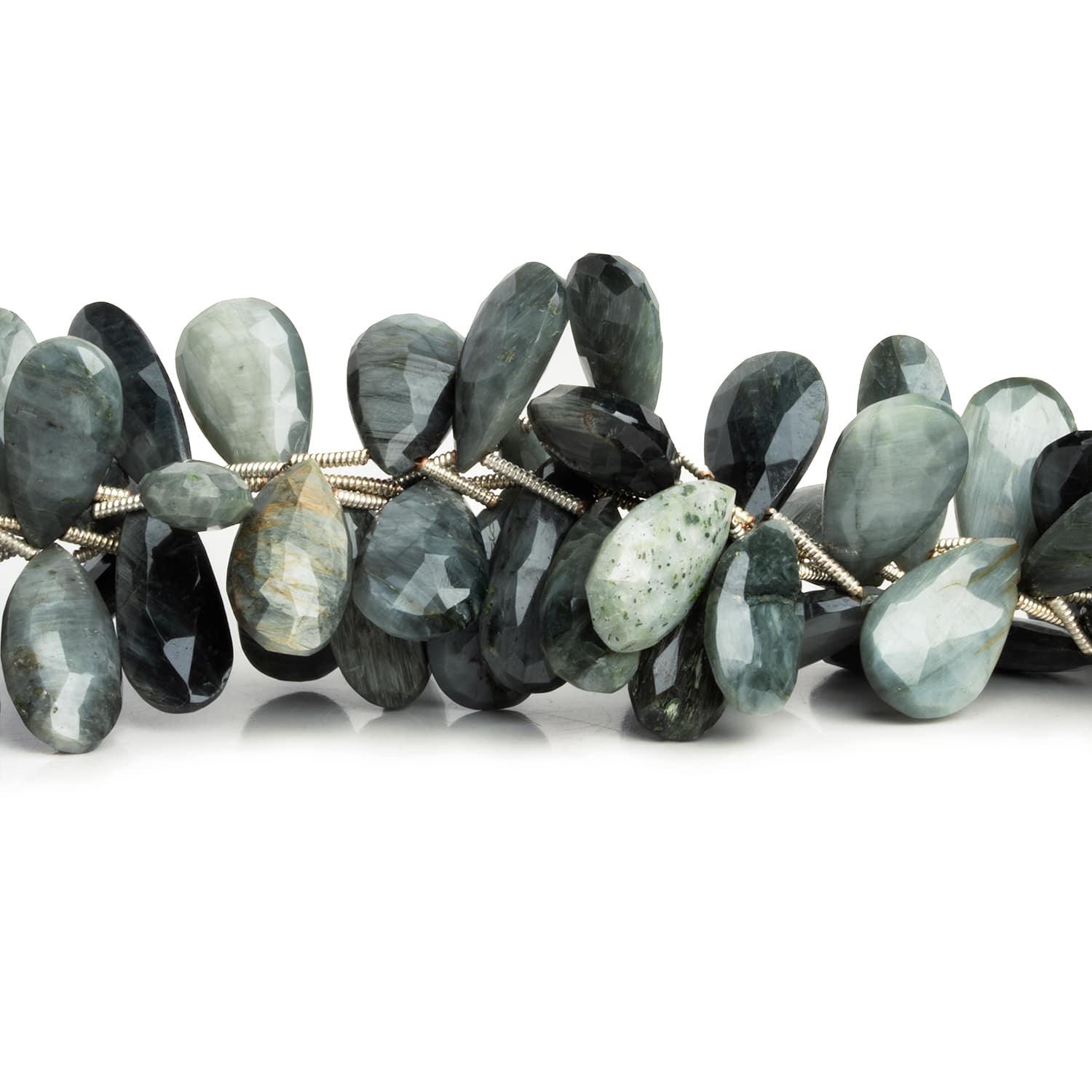 Black Tiger Eye Faceted Pears 8 inch 20 beads - The Bead Traders