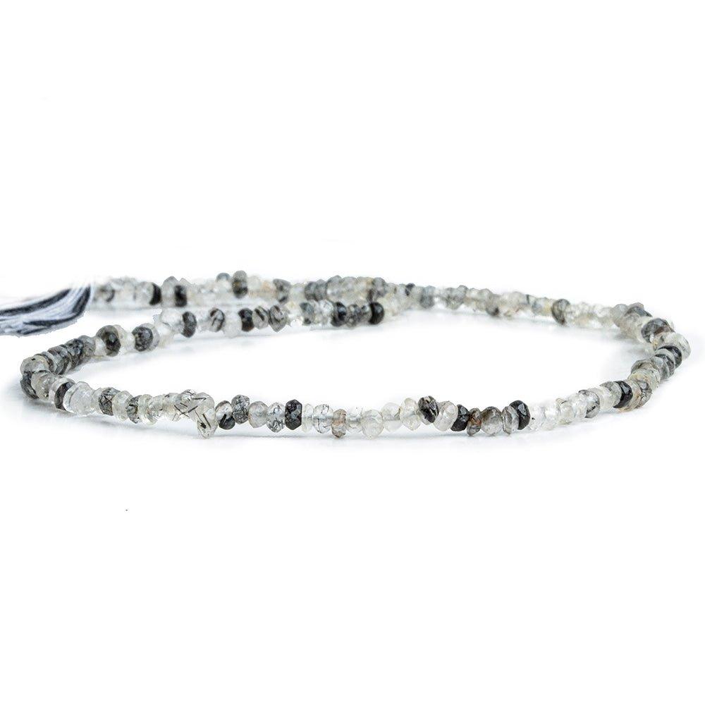 Black Tourmalinated Quartz Faceted Rondelle Beads 12 inch 160 pieces - The Bead Traders