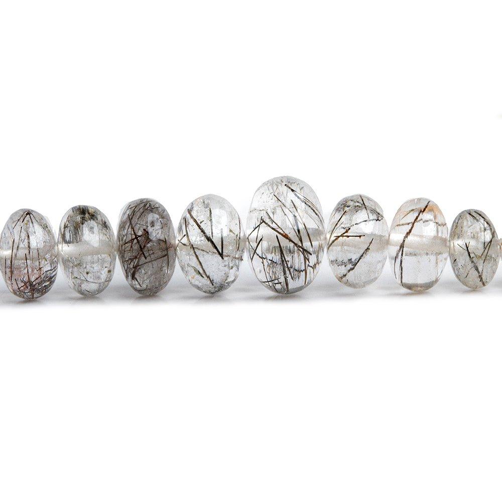 Black Tourmalinated Quartz Plain Rondelle Beads 17 inch 120 pieces - The Bead Traders
