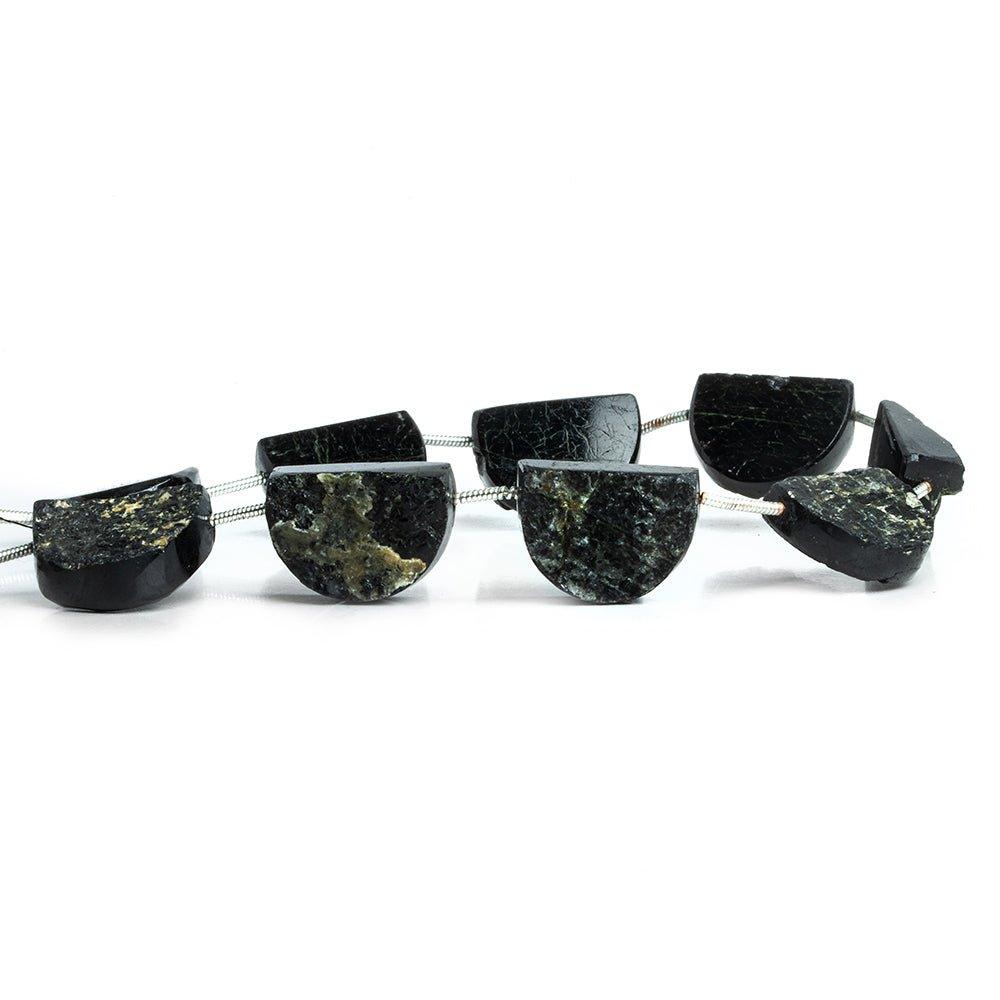 Black Tourmaline Half Moon Beads 9 inch 9 pieces - The Bead Traders