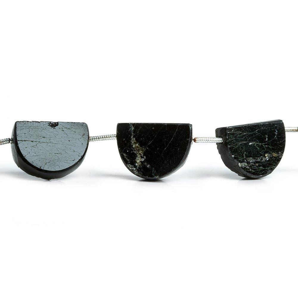 Black Tourmaline Half Moon Beads 9 inch 9 pieces - The Bead Traders