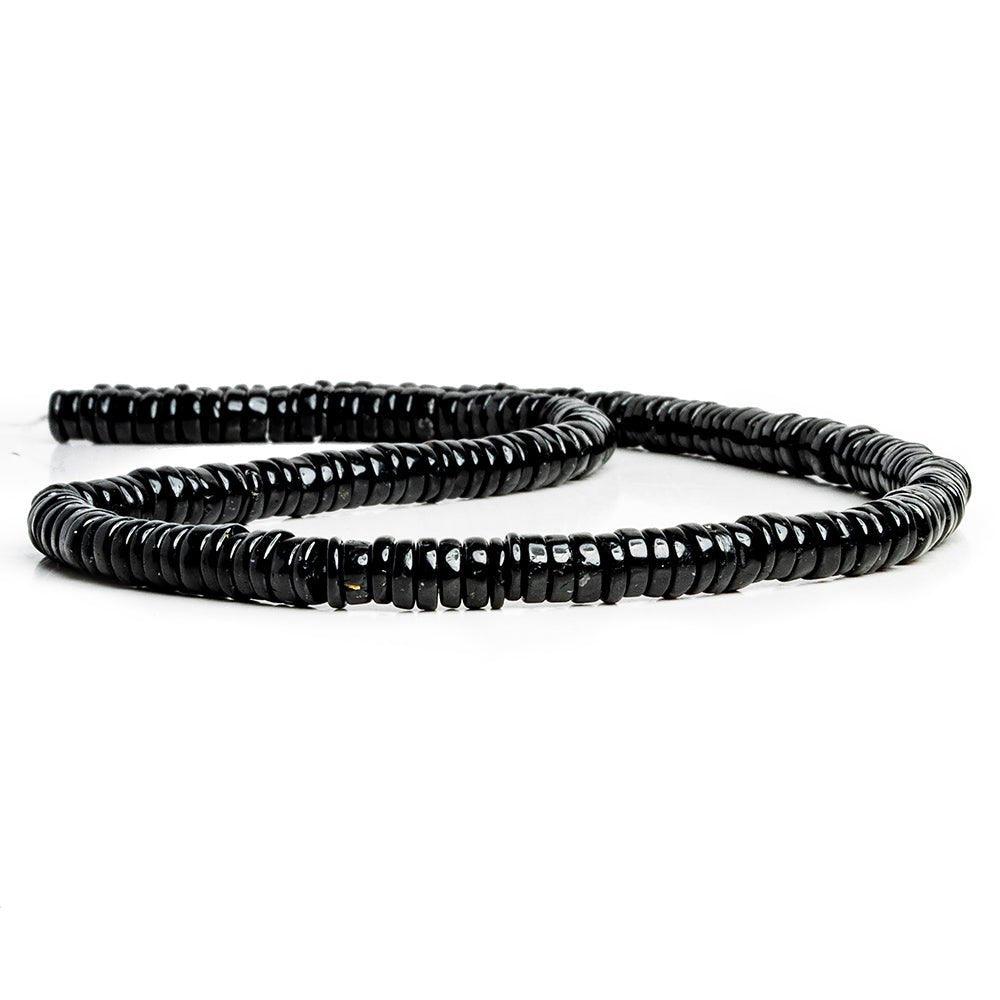 Black Tourmaline Plain Heishi Beads 16 inch 190 pieces - The Bead Traders