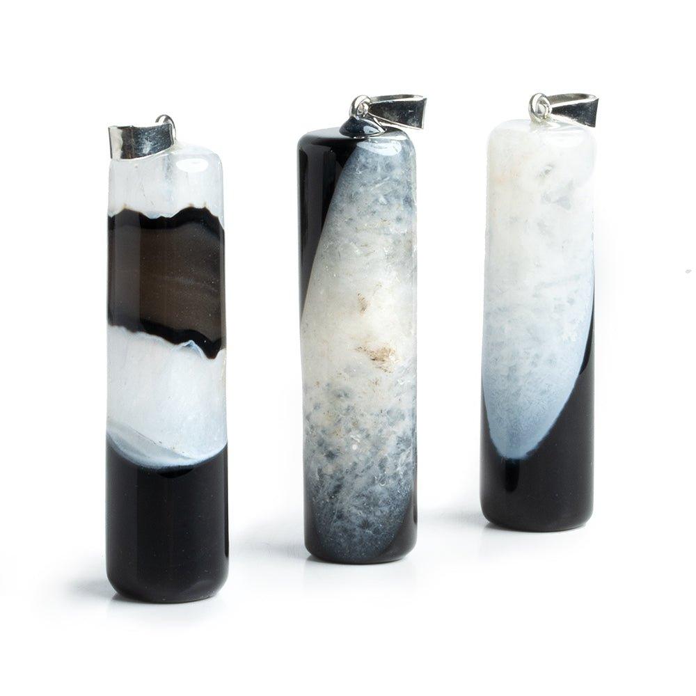 Black & White Agate Column Pendant 1 Piece - The Bead Traders