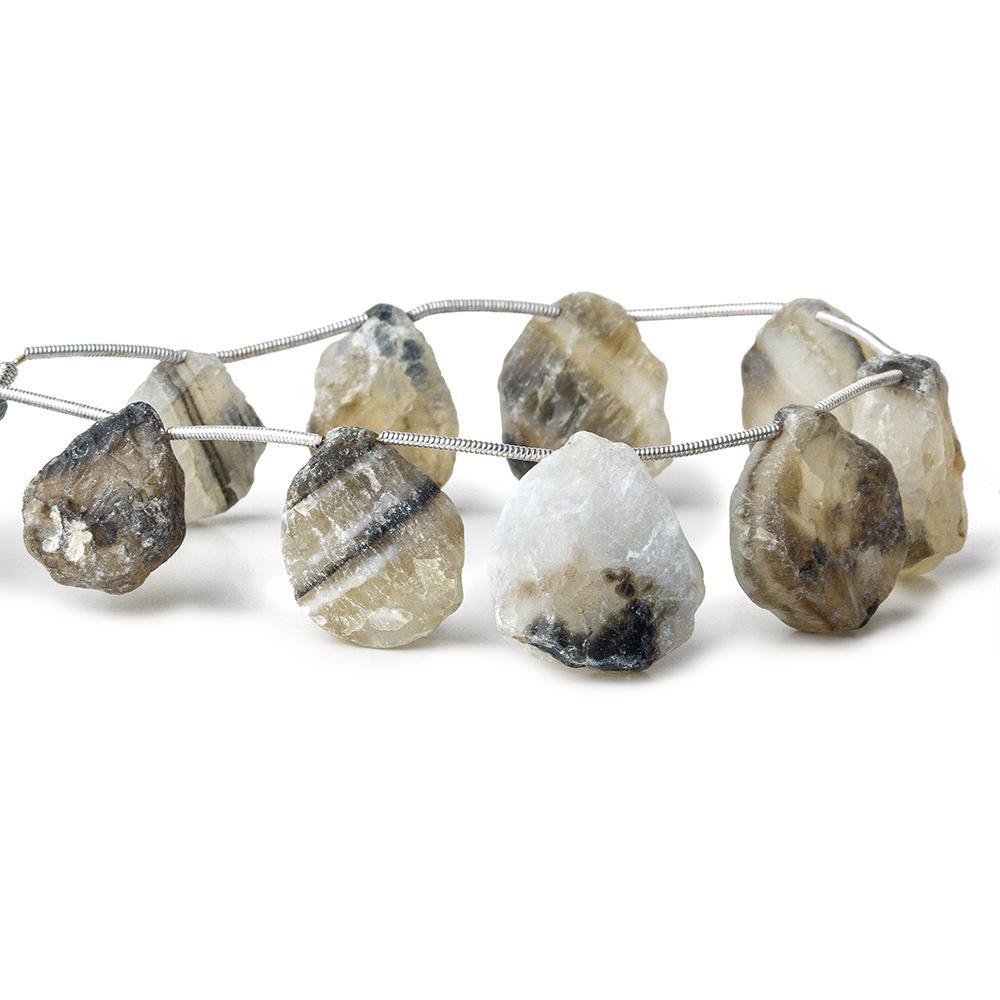 Black & White Agate Tumbled Hammer Faceted Pear Beads 7 inch 9 pieces - The Bead Traders
