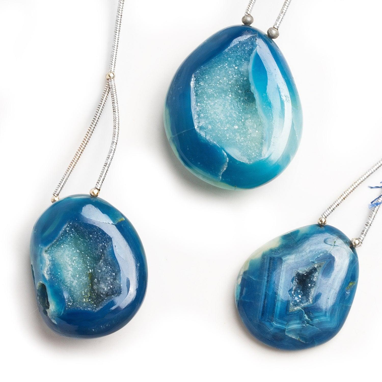 Blue Agate Drusy Gem Focal Bead 1 Piece - The Bead Traders
