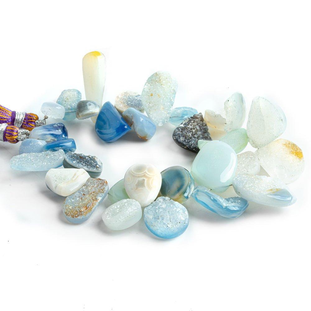 Blue Agate Drusy Nugget Beads 7 inch 32 pieces - The Bead Traders