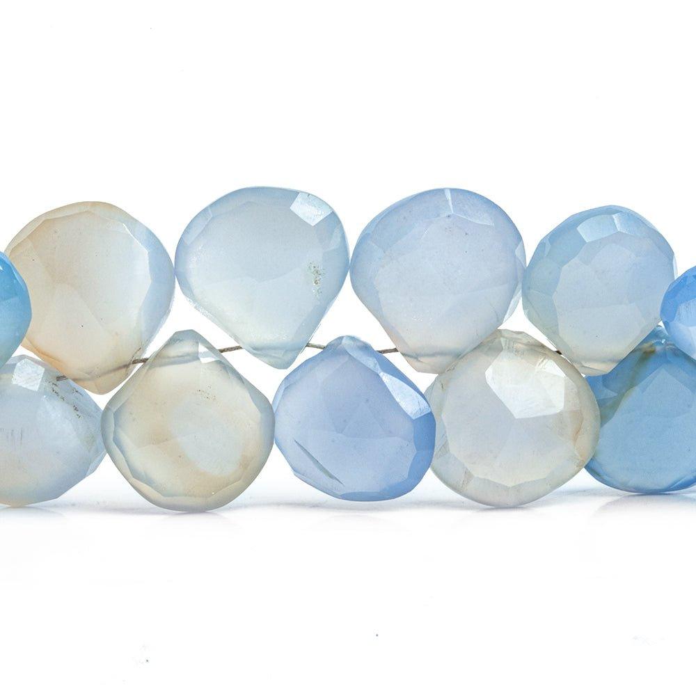 Blue Chalcedony Faceted Heart Beads 8 inch 45 pieces - The Bead Traders
