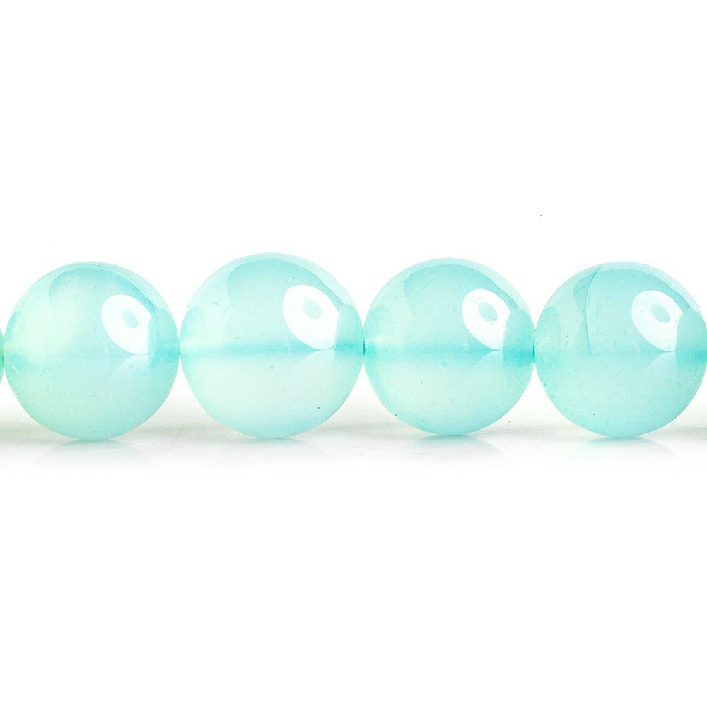 Blue Chalcedony Plain Round Beads 12 inch 28 pieces - The Bead Traders