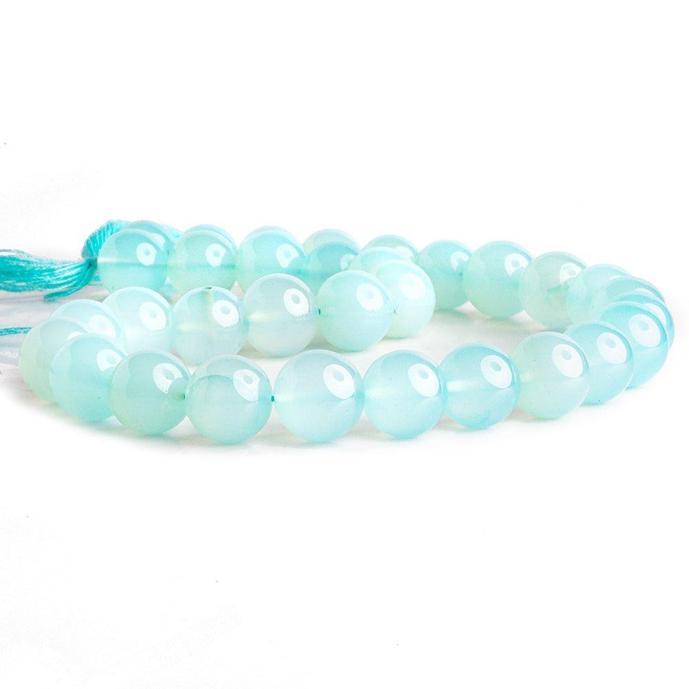 Blue Chalcedony Plain Round Beads 12 inch 28 pieces - The Bead Traders
