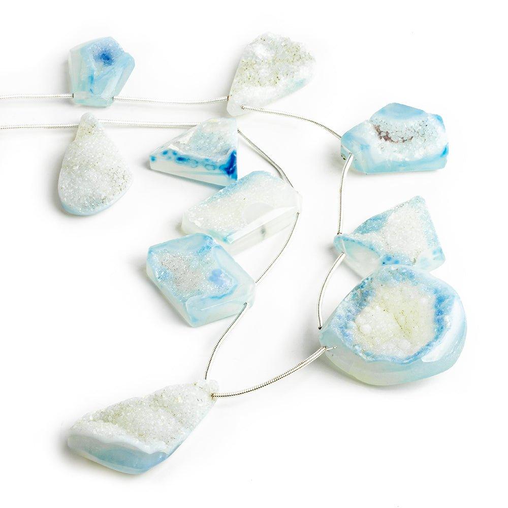 Blue Drusy Nugget Beads 12 inch 10 pieces - The Bead Traders