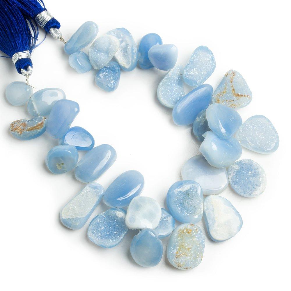 Blue Drusy Nugget Beads 8 inch 33 pieces - The Bead Traders