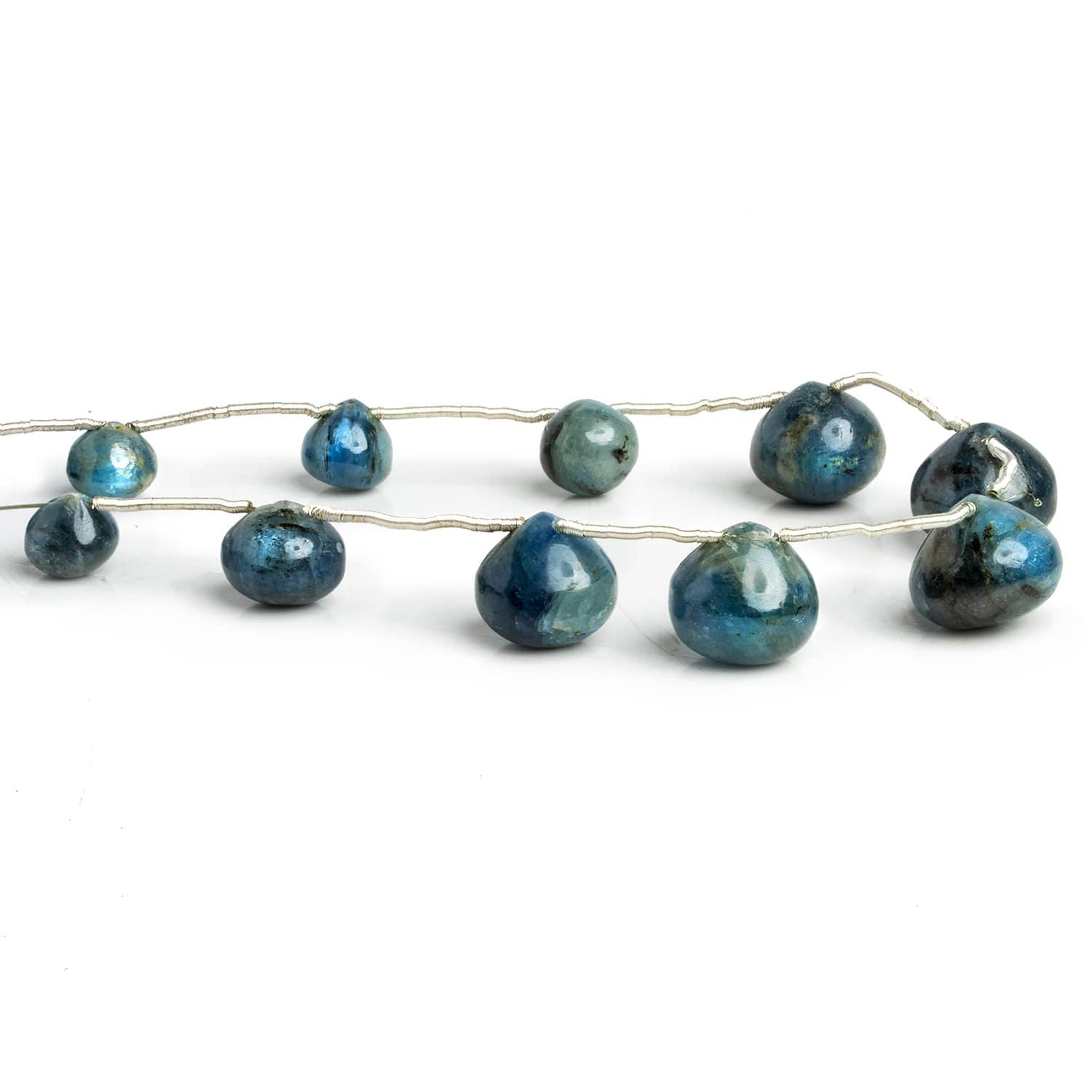 Blue Kyanite Plain Candy Kisses 7 inch 10 beads - The Bead Traders