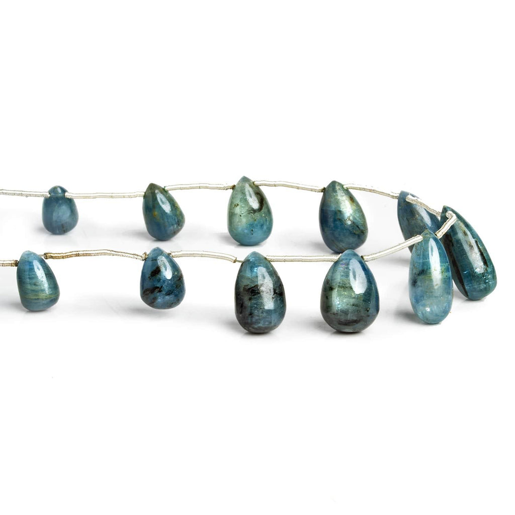 Blue Kyanite Plain Teardrops 7 inch 11 beads - The Bead Traders