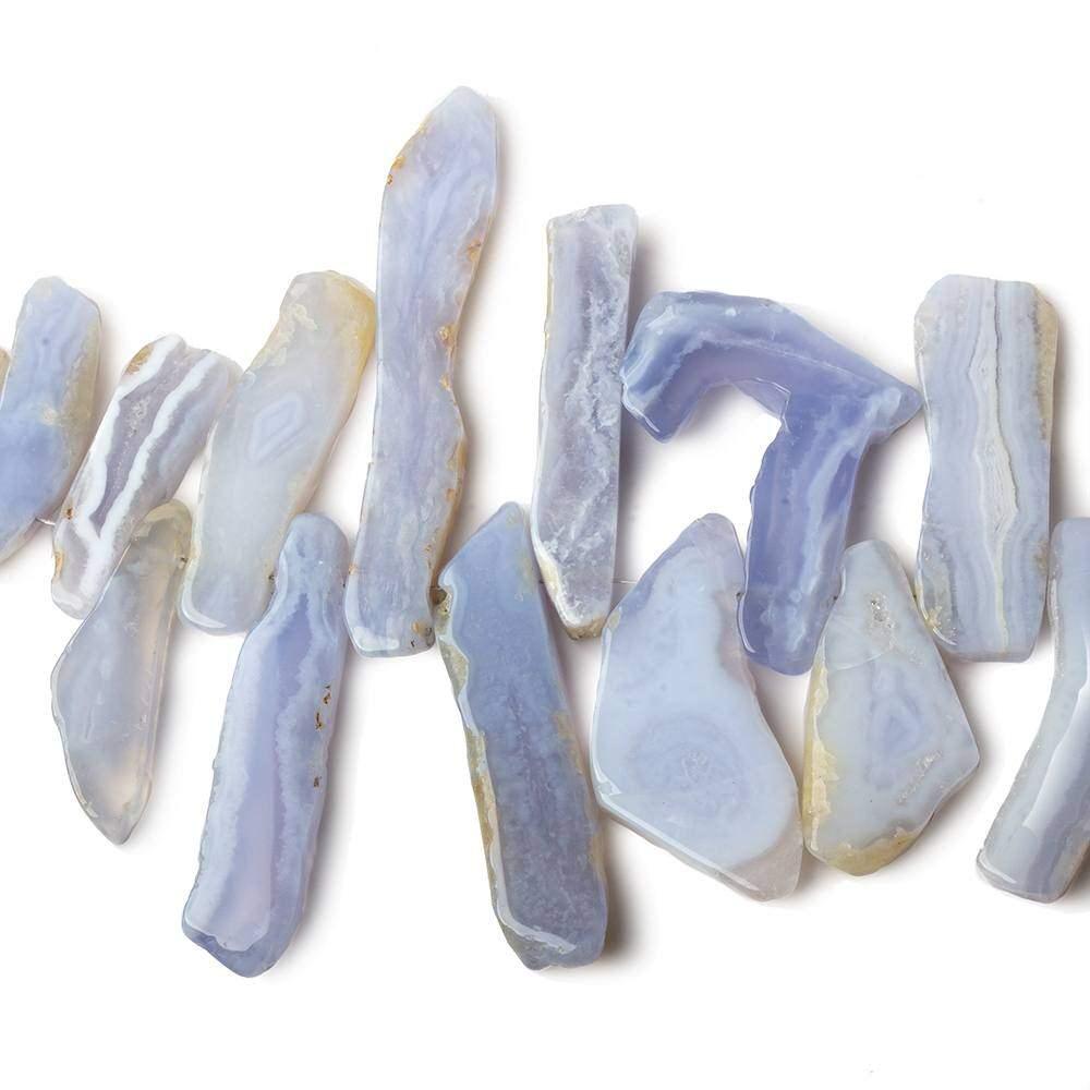 Blue Lace Agate Plain Free Form Beads 6 inch 20 pieces - The Bead Traders