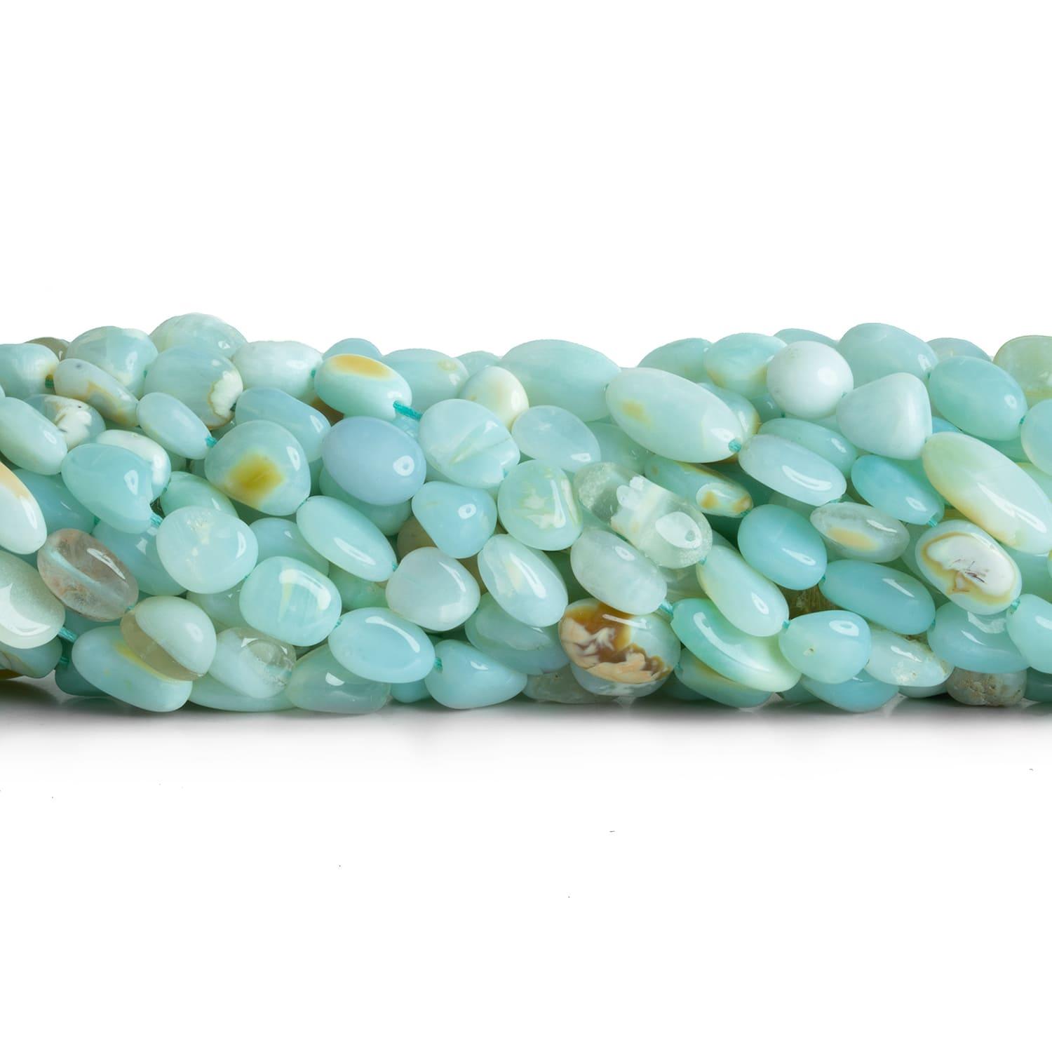 Blue Opal Plain Nuggets 12 inch 35 beads - The Bead Traders