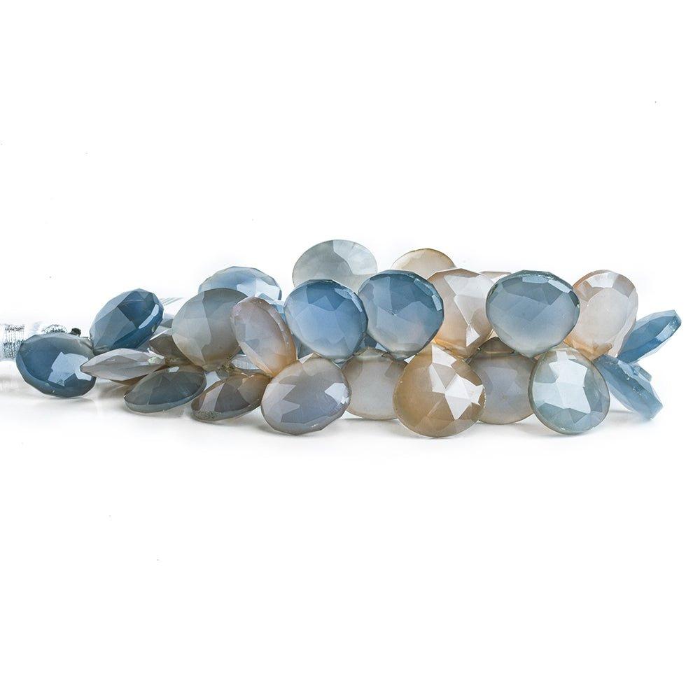 Blue & Orange Chalcedony Faceted Heart Beads 8 inch 39 pieces - The Bead Traders