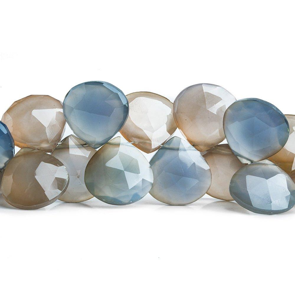 Blue & Orange Chalcedony Faceted Heart Beads 8 inch 39 pieces - The Bead Traders
