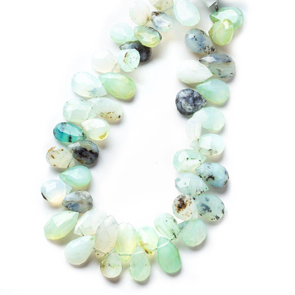 Blue Peruvian Opal faceted pears 7 inch 8x6-11x7mm 45 beads - The Bead Traders
