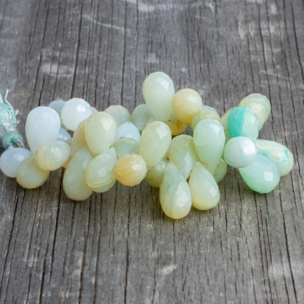 Blue Peruvian Opal Faceted Teardrops 5 inch 38 beads - The Bead Traders